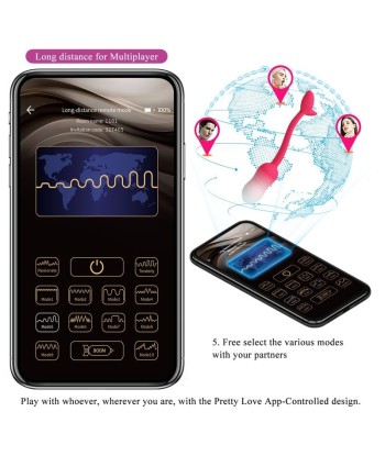 PRETTY LOVE - HUEVO VIBRADOR PULSEN CONTROL APP 12 FUNCIONES RECARGABLE USB ROSA