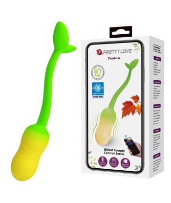 PRETTY LOVE - HUEVO VIBRADOR PULSEN CONTROL APP 12 FUNCIONES RECARGABLE USB VERDE-AMARILLO