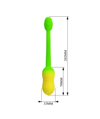 PRETTY LOVE - HUEVO VIBRADOR PULSEN CONTROL APP 12 FUNCIONES RECARGABLE USB VERDE-AMARILLO