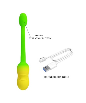PRETTY LOVE - HUEVO VIBRADOR PULSEN CONTROL APP 12 FUNCIONES RECARGABLE USB VERDE-AMARILLO