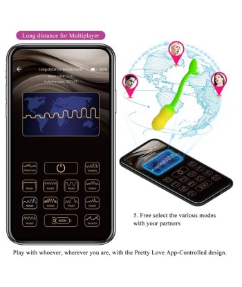 PRETTY LOVE - HUEVO VIBRADOR PULSEN CONTROL APP 12 FUNCIONES RECARGABLE USB VERDE-AMARILLO