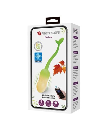 PRETTY LOVE - HUEVO VIBRADOR PULSEN CONTROL APP 12 FUNCIONES RECARGABLE USB VERDE-AMARILLO