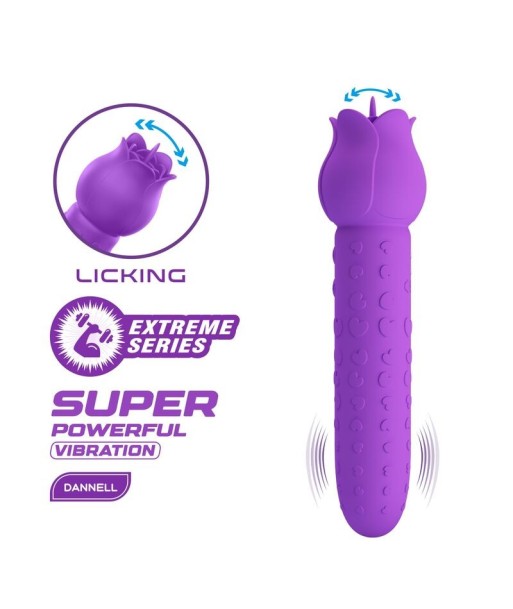 PRETTY LOVE - DANNELL VIBRADOR CON ESTIMULACIÓN ORAL Y CLITORAL RECARGABLE MORADO