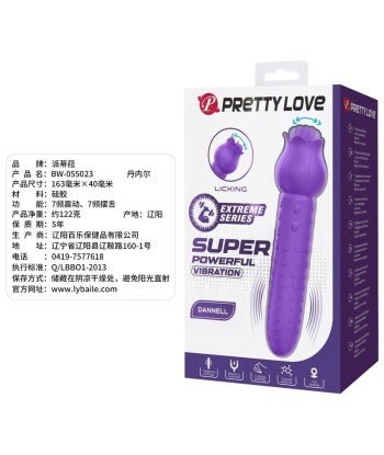 PRETTY LOVE - DANNELL VIBRADOR CON ESTIMULACIÓN ORAL Y CLITORAL RECARGABLE MORADO
