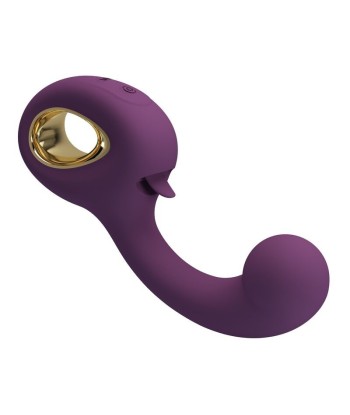 PRETTY LOVE - BRYNNLEE VIBRADOR CON ESTIMULADOR ORAL RECARGABLE 10 VIBRACIONES Y 5 FUNCIONES DE LAMIDO MORADO