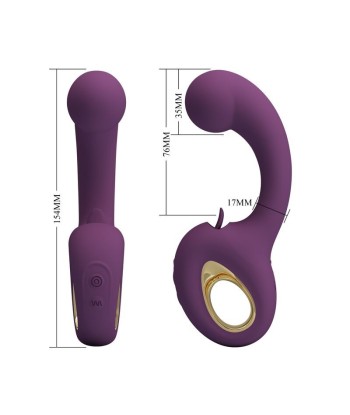 PRETTY LOVE - BRYNNLEE VIBRADOR CON ESTIMULADOR ORAL RECARGABLE 10 VIBRACIONES Y 5 FUNCIONES DE LAMIDO MORADO