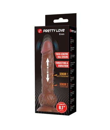 PRETTY LOVE - EREN DILDO VIBRADOR CON EMPUJE 20,5 CM Ø 4,5 CM MARRÓN