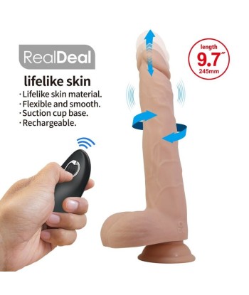 PRETTY LOVE - NOLAN DILDO VIBRADOR CON EMPUJE Y ROTACIÓN CONTROL REMOTO 24,5 CM Ø 5 CM COLOR NATURAL