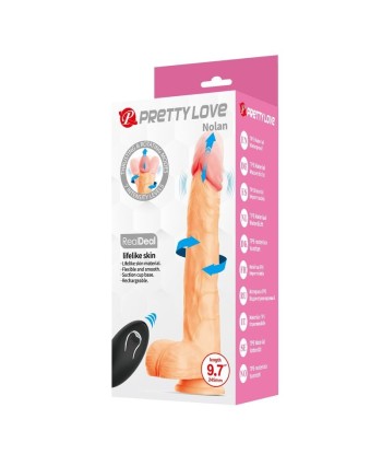 PRETTY LOVE - NOLAN DILDO VIBRADOR CON EMPUJE Y ROTACIÓN CONTROL REMOTO 24,5 CM Ø 5 CM COLOR NATURAL