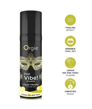 ORGIE - DUAL VIBE LEMON GIN AND TONIC GEL ÍNTIMO BESABLE EFECTO VIBRANTE 15 ML