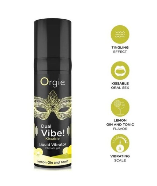 ORGIE - DUAL VIBE LEMON GIN AND TONIC GEL ÍNTIMO BESABLE EFECTO VIBRANTE 15 ML