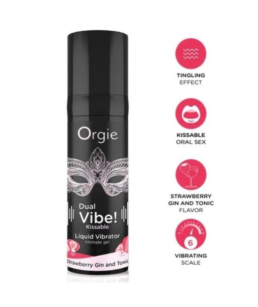 ORGIE - DUAL VIBE GIN AND TONIC FRESA GEL ÍNTIMO BESABLE EFECTO VIBRANTE 15 ML