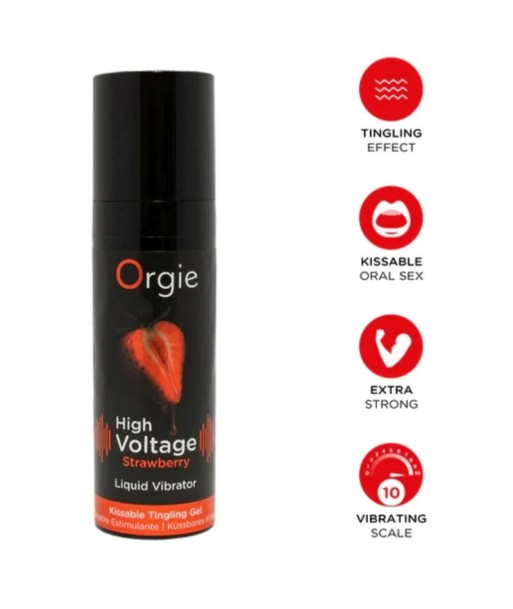 ORGIE - HIGH VOLTAGE STRAWBERRY GEL ÍNTIMO BESABLE EFECTO VIBRANTE EXTRA FUERTE 15 ML