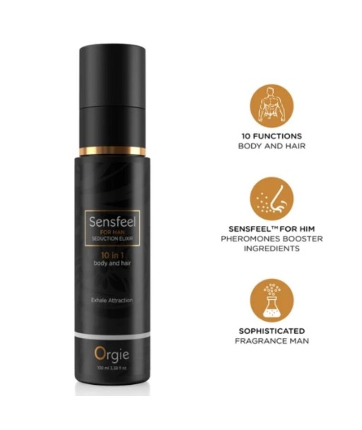 ORGIE - SENSFEEL ELIXIR DE SEDUCCIÓN PARA HOMBRE 10 EN 1 CUERPO Y CABELLO 100 ML