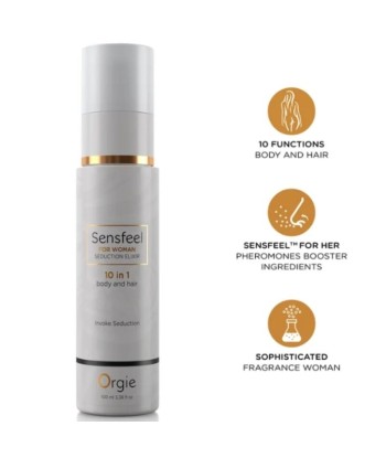 ORGIE - SENSFEEL ELIXIR DE SEDUCCIÓN PARA MUJER 10 EN 1 CUERPO Y CABELLO 100 ML