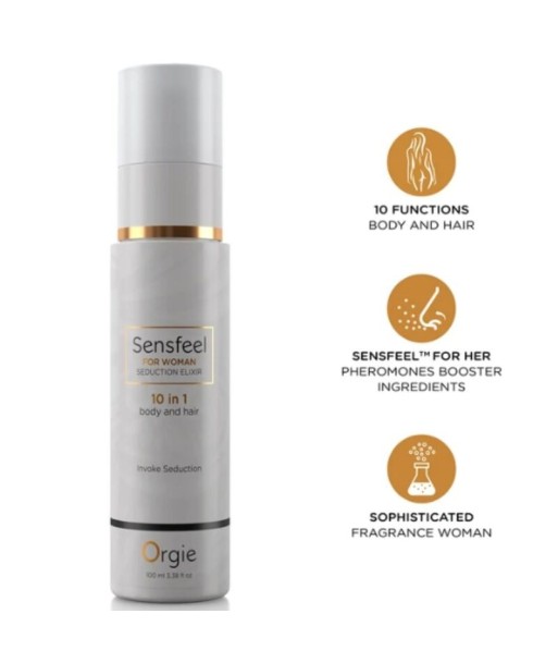 ORGIE - SENSFEEL ELIXIR DE SEDUCCIÓN PARA MUJER 10 EN 1 CUERPO Y CABELLO 100 ML