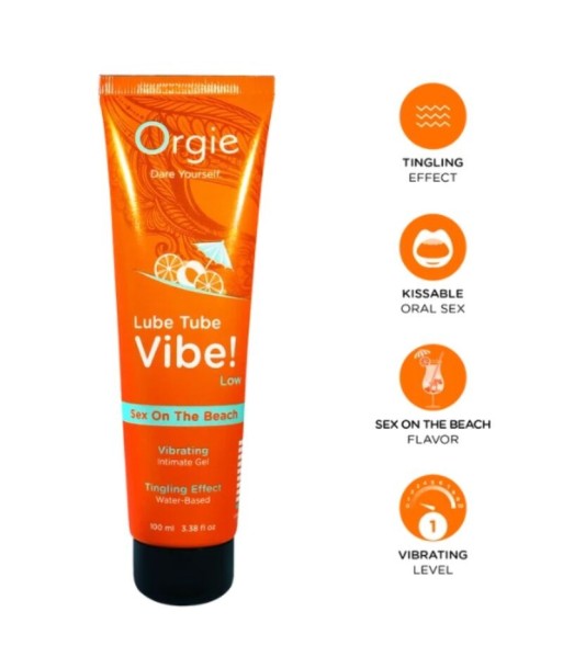ORGIE - LUBE TUBE VIBE SEX ON THE BEACH GEL ÍNTIMO BESABLE EFECTO HORMIGUEO SUAVE 100 ML