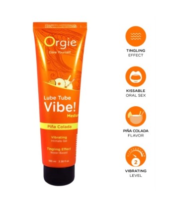 ORGIE - LUBE TUBE VIBE PIÑA COLADA GEL ÍNTIMO BESABLE EFECTO HORMIGUEO MEDIO 100 ML