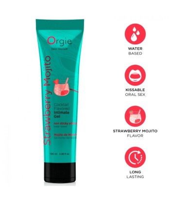 ORGIE - LUBRICANTE GEL ÍNTIMO BESABLE BASE DE AGUA COCKTAIL MOJITO DE FRESA 100 ML
