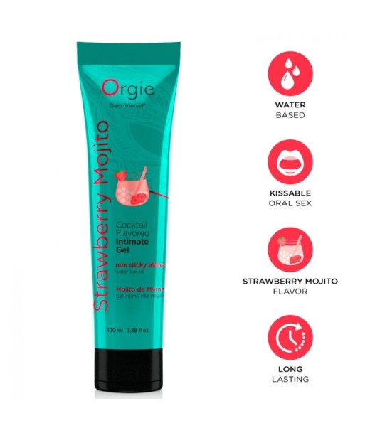 ORGIE - LUBRICANTE GEL ÍNTIMO BESABLE BASE DE AGUA COCKTAIL MOJITO DE FRESA 100 ML