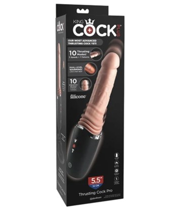 KING COCK PLUS - THRUSTING COCK PRO DILDO DE SILICONA CON EMPUJE VIBRACIÓN Y CALOR LIGHT 12,7 CM