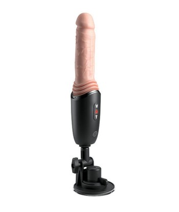 KING COCK PLUS - THRUSTING COCK PRO DILDO DE SILICONA CON EMPUJE VIBRACIÓN Y CALOR LIGHT 12,7 CM