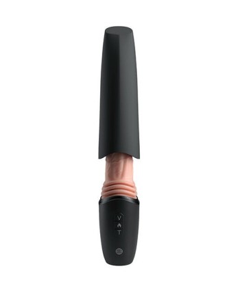 KING COCK PLUS - THRUSTING COCK PRO DILDO DE SILICONA CON EMPUJE VIBRACIÓN Y CALOR LIGHT 12,7 CM