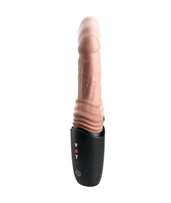 KING COCK PLUS - THRUSTING COCK PRO DILDO DE SILICONA CON EMPUJE VIBRACIÓN Y CALOR LIGHT 12,7 CM