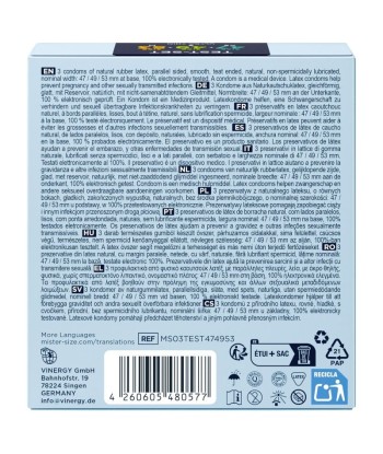 MISTER SIZE - PACK MUESTRA PRESERVATIVOS TALLA 47-49-53 MM (3 UNIDADES)
