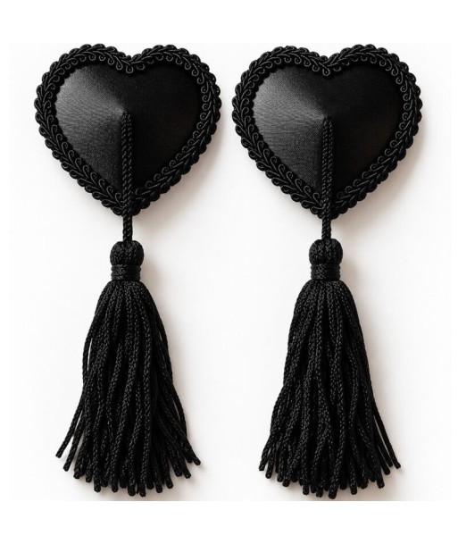 CHILIROSE - CR 4897 CUBREPEZONES CORAZÓN CON BORLAS NEGRO