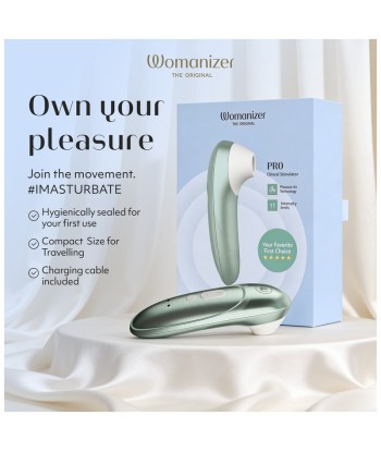 WOMANIZER - PRO ESTIMULADOR DE CLÍTORIS POR SUCCIÓN 11 NIVELES VERDE SALVIA