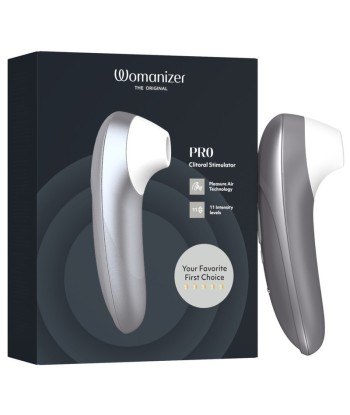 WOMANIZER - PRO ESTIMULADOR DE CLÍTORIS POR SUCCIÓN 11 NIVELES GRIS PLATEADO