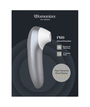 WOMANIZER - PRO ESTIMULADOR DE CLÍTORIS POR SUCCIÓN 11 NIVELES GRIS PLATEADO