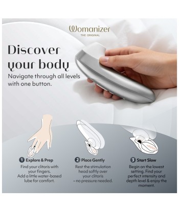 WOMANIZER - PRO ESTIMULADOR DE CLÍTORIS POR SUCCIÓN 11 NIVELES GRIS PLATEADO