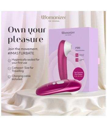 WOMANIZER - PRO ESTIMULADOR DE CLÍTORIS POR SUCCIÓN 11 NIVELES ROSA VIBRANTE
