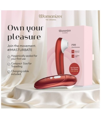 WOMANIZER - PRO ESTIMULADOR DE CLÍTORIS POR SUCCIÓN 11 NIVELES ROJO BURDEOS