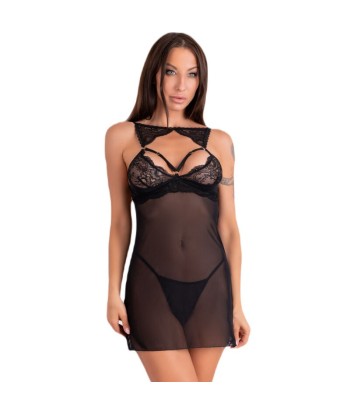 LIVCO CORSETTI FASHION - KROLINA LC 90734 CHEMISE TANGA NEGRO L-XL