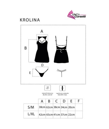 LIVCO CORSETTI FASHION - KROLINA LC 90734 CHEMISE TANGA NEGRO L-XL