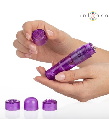 INTENSE - KURT MINI MASAJEADOR CON 4 CABEZALES INTERCAMBIABLES LILA