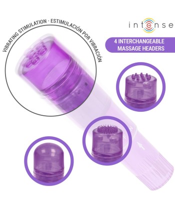 INTENSE - KURT MINI MASAJEADOR CON 4 CABEZALES INTERCAMBIABLES LILA
