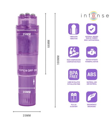 INTENSE - KURT MINI MASAJEADOR CON 4 CABEZALES INTERCAMBIABLES LILA