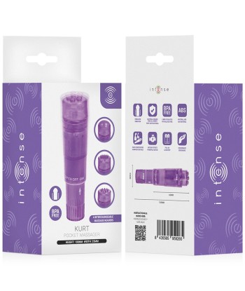 INTENSE - KURT MINI MASAJEADOR CON 4 CABEZALES INTERCAMBIABLES LILA