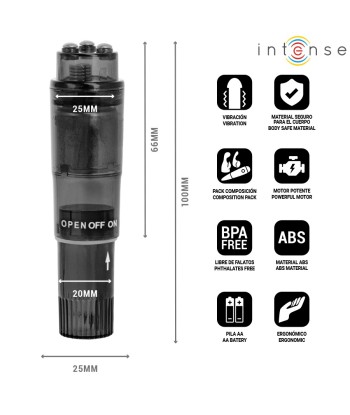 INTENSE - KURT MINI MASAJEADOR CON 4 CABEZALES INTERCAMBIABLES NEGRO