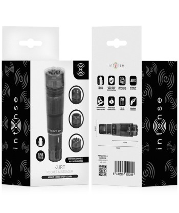 INTENSE - KURT MINI MASAJEADOR CON 4 CABEZALES INTERCAMBIABLES NEGRO