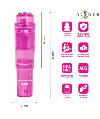 INTENSE - KURT MINI MASAJEADOR CON 4 CABEZALES INTERCAMBIABLES ROSA