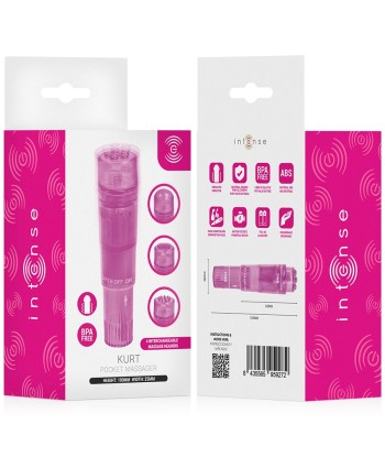 INTENSE - KURT MINI MASAJEADOR CON 4 CABEZALES INTERCAMBIABLES ROSA