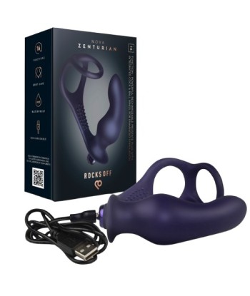 ROCKS-OFF - NOVA ZENTURIAN PLUG PROSTÁTICO VIBRADOR CON ANILLOS 16 MODOS AZUL OSCURO
