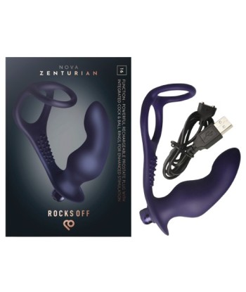 ROCKS-OFF - NOVA ZENTURIAN PLUG PROSTÁTICO VIBRADOR CON ANILLOS 16 MODOS AZUL OSCURO