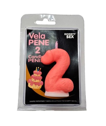 DIABLO PICANTE - VELA PENE EN FORMA DE NÚMERO 2 COLOR ROSA
