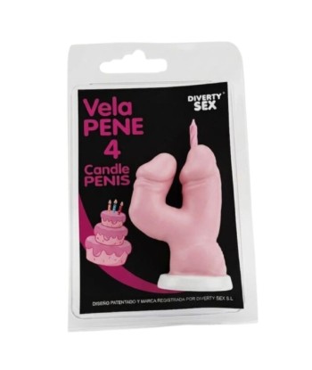 DIABLO PICANTE - VELA PENE EN FORMA DE NÚMERO 4 COLOR ROSA